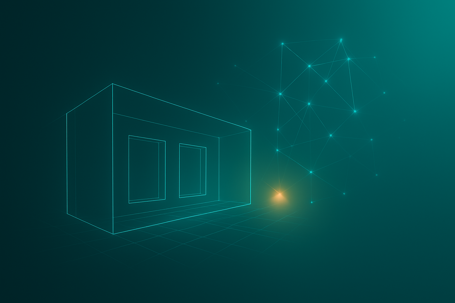 Abstract wireframe architecture visual for real estate and infrastructure